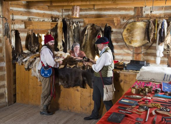 Fur traders discussing their furs at Fort Gibraltar