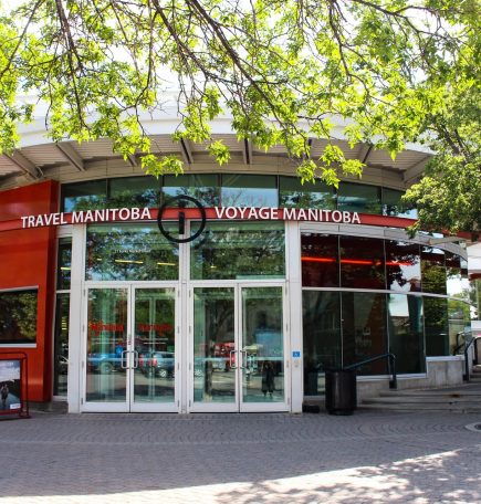 Exterior shot of the Travel Manitoba Visitors Information Centre at The Forks.